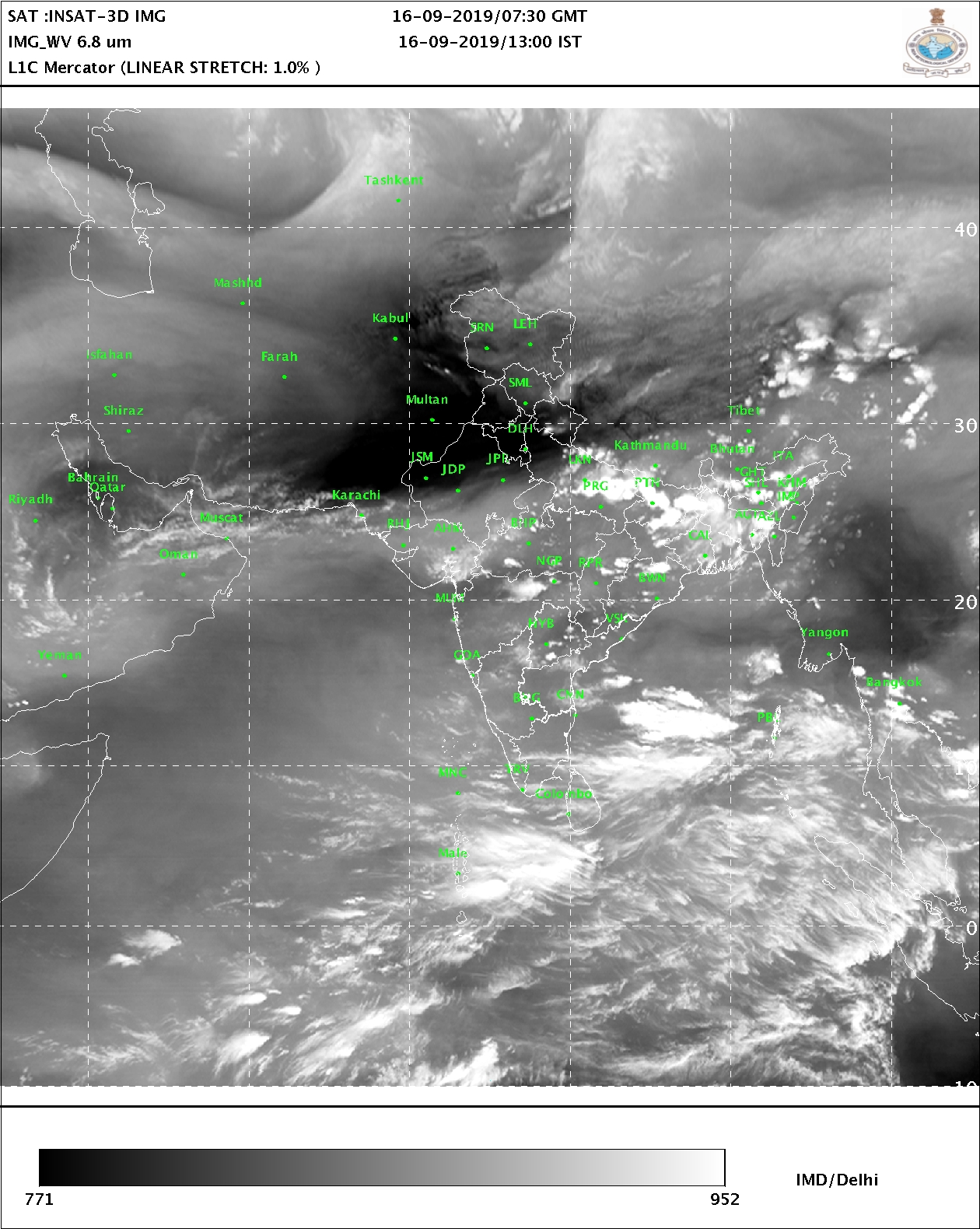 Satellite Picture Asia Sector Water Vapor